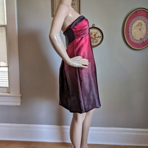 NWT Vintage Y2K Jump Mini Dress Red Satin Strapless Party Ombre Size 3 - Picture 5 of 11